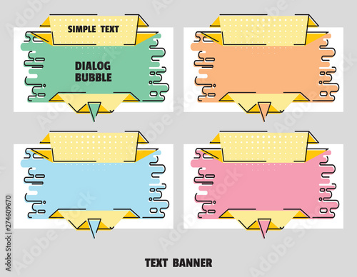 Set of banners in form of brush dab for sales and promotions. Flat line art paper origami speech bubble isolated on white for design. Dialogue banner for message. Vector