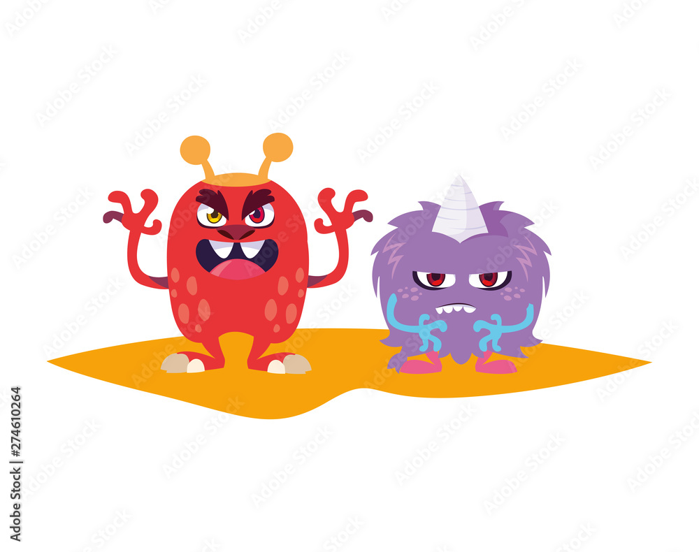 funny monsters comic characters colorful
