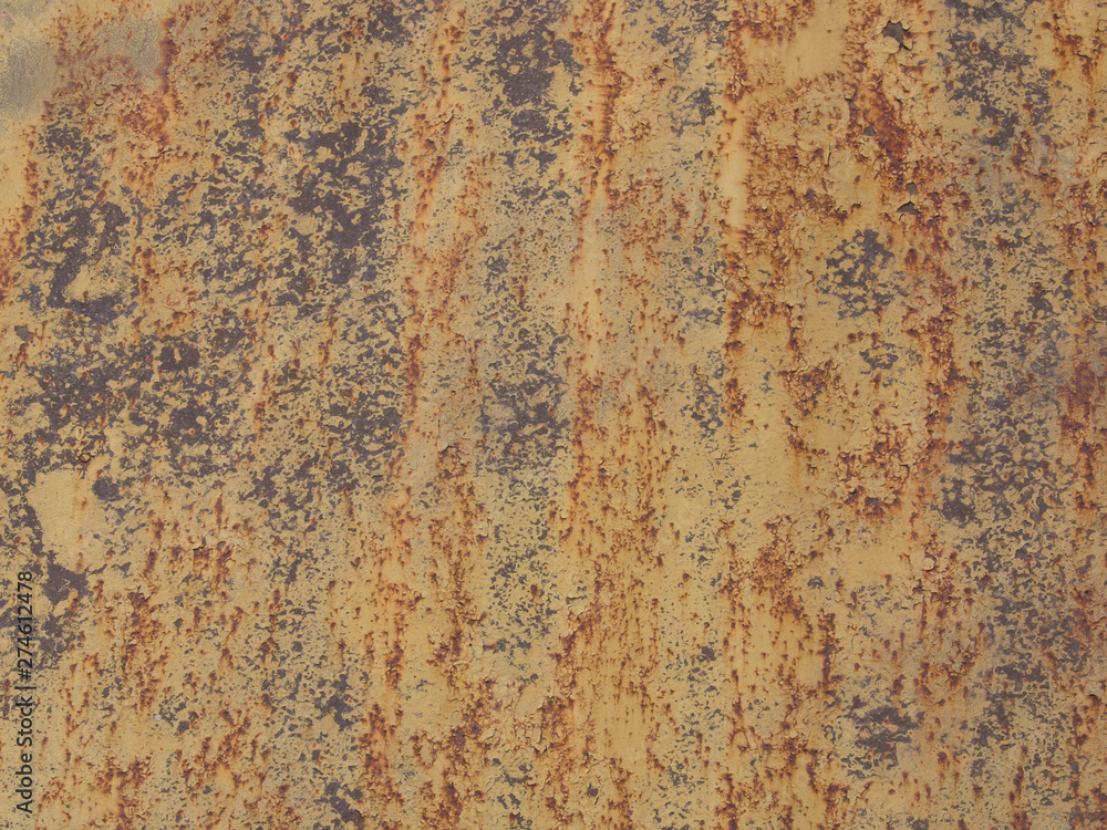 Rust on a sheet of metal, background, texture, horizontal.