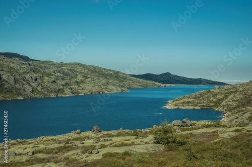 Fototapeta Naklejka Na Ścianę i Meble -  Hilly landscape with lake on highlands