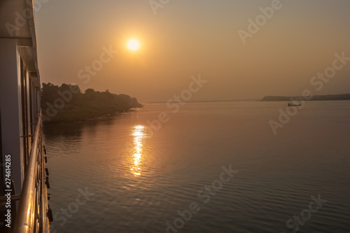 Beautiful sunset of Mekong river in Cambodia.