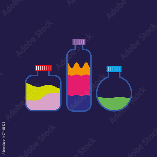 A set of colorful glass vector bottles