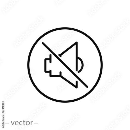 no volume icon, sound off, mute speaker line symbol on white background - editable stroke vector illustration eps10
