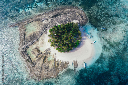 Guyam island view from the sky. shot taken with drone above the beautiful island. concept about travel, nature, and marine landscapes