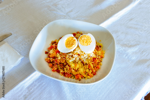 Couscous with Vegetable Medley and boiled egg