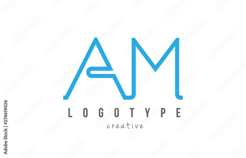 AM A M blue joined line alphabet letter combination logo icon design AM A M blue joined line alphabet letter combination logo icon design