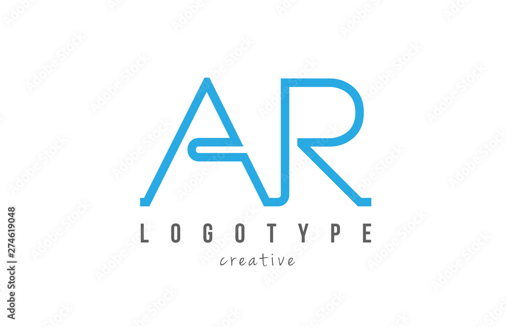 AR A R blue joined line alphabet letter combination logo icon design AR A R blue joined line alphabet letter combination logo icon design