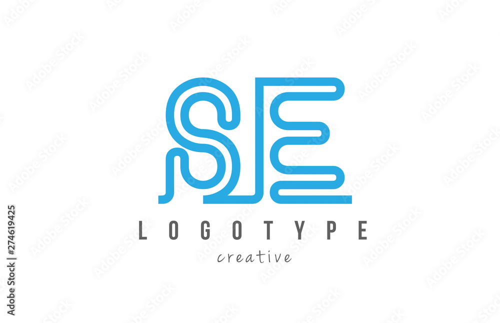 SE S E blue joined line alphabet letter combination logo icon design SE S E blue joined line alphabet letter combination logo icon design