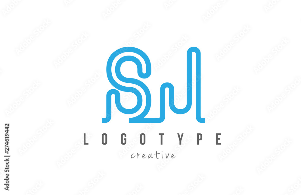 SJ S J blue joined line alphabet letter combination logo icon design SJ S J blue joined line alphabet letter combination logo icon design