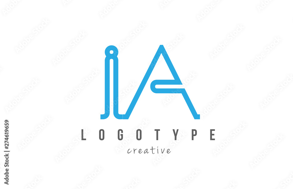IA I A blue joined line alphabet letter combination logo icon design IA I A blue joined line alphabet letter combination logo icon design