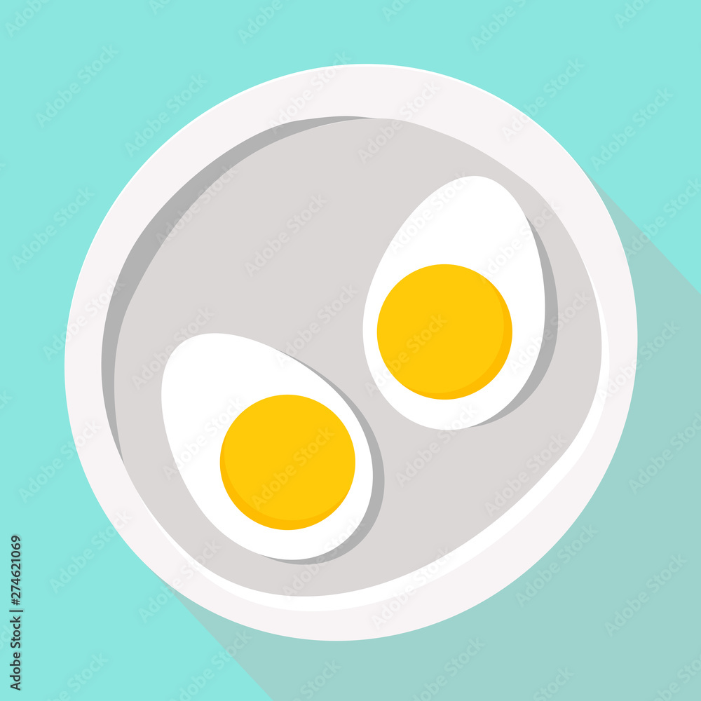 Cut egg on a plate. Vector illustration of a flat style. Cut egg on a plate. Vector illustration of a flat style.