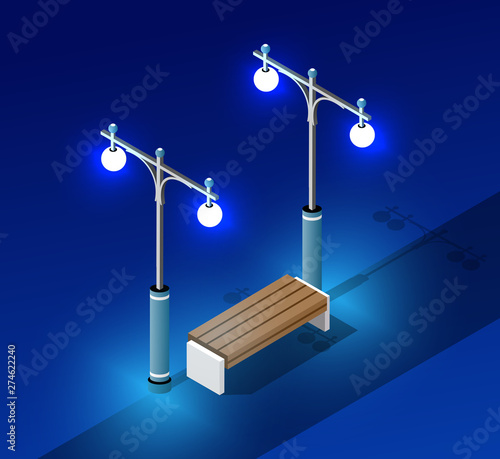 Isometric night light lighting