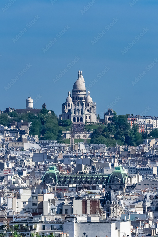 Paris, panorama of the city, with Montmartre and the Sacre-Choeur basilica in background