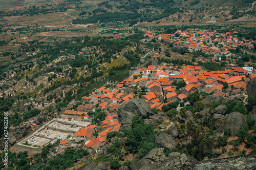 Hilly landscape and the Monsanto village