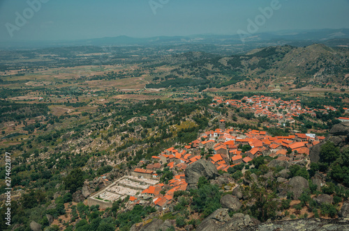 Hilly landscape and the Monsanto village