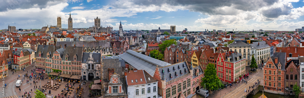 Wonderful panoramic view of the city of Ghent