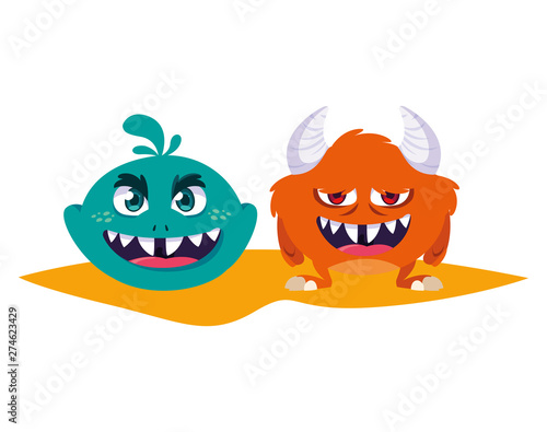 funny monsters comic characters colorful