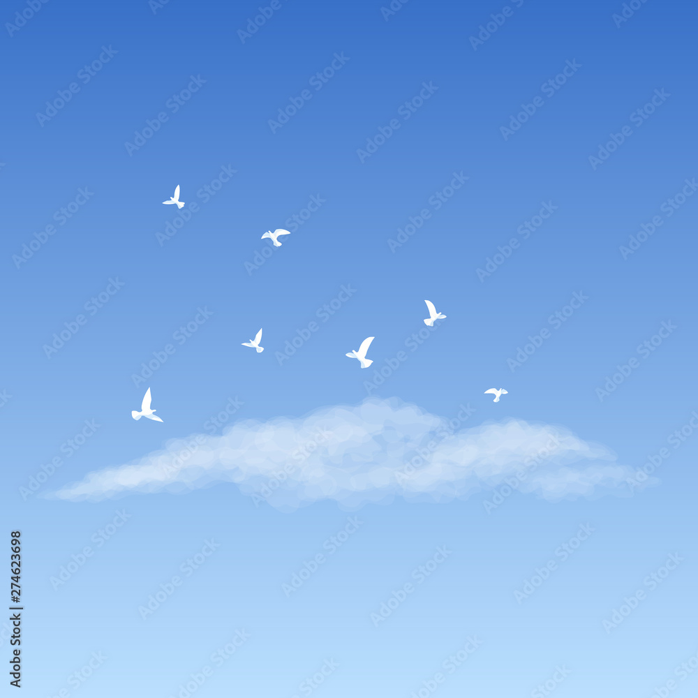 Fototapeta premium cloud and flying doves