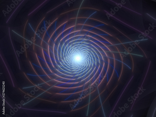 Blue Fractal Spiral Background Image, Illustration - Infinite repeating spiral pattern, vortex of geometry. Recursive symmetrical patterns compressed and twisted into a central focal point.
