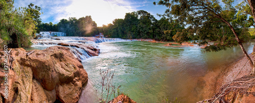 Waterfall cascade of Agua Azul in Chiapas, Mexico, Yucatan peninsula photo