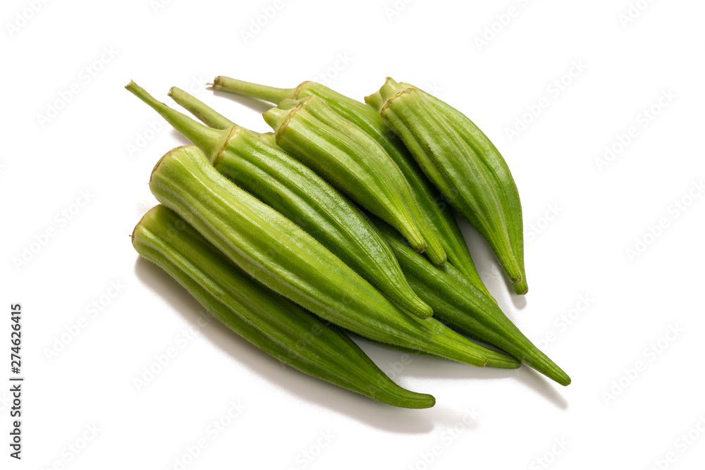 Fresh organic green okra isolated on a white background Fresh organic green okra isolated on a white background