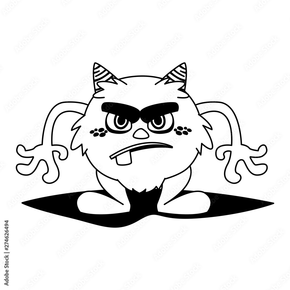 Fototapeta premium funny monster with horns comic character