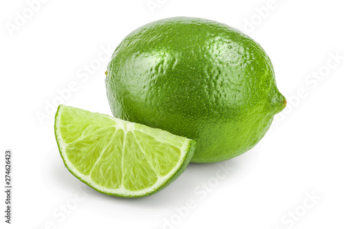 lime with slice isolated on white background