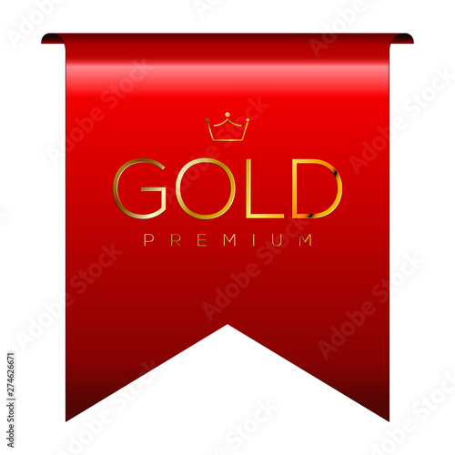 Isolated red premium label over a white background. High quality banner - Vector