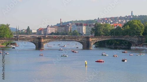 Prague, River Vltava, Paddle Boats photo