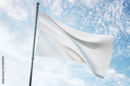 Empty white flag in sky photo