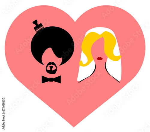 Biracial wedding couple
