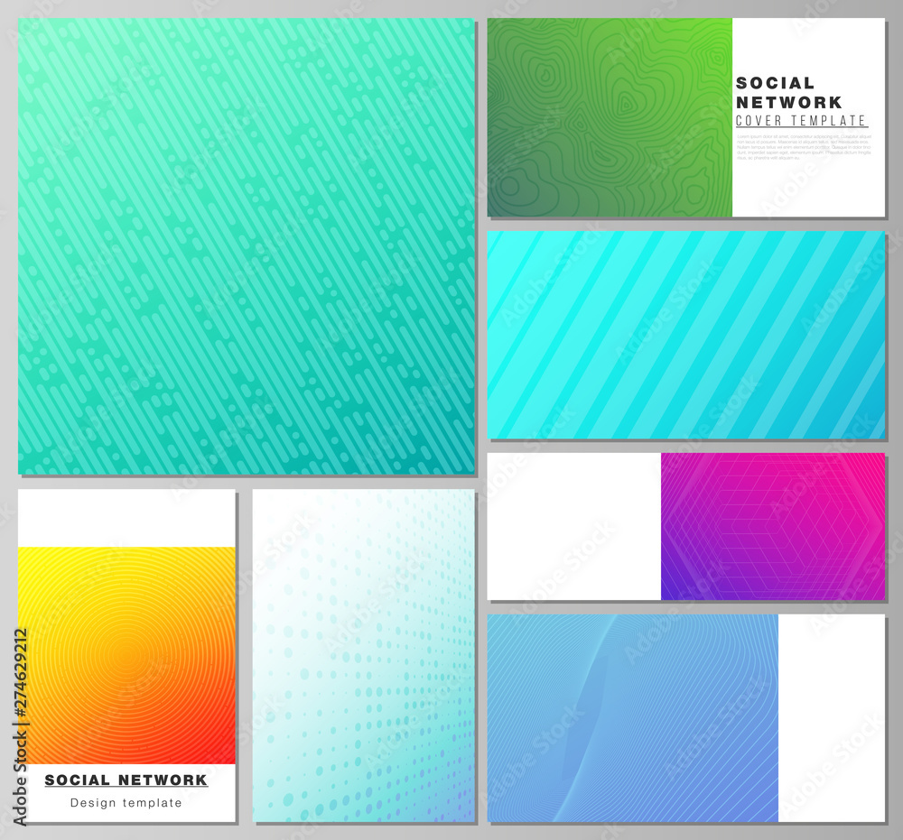 The minimalistic abstract vector illustration of the editable layouts of modern social network mockups in popular formats. Abstract geometric pattern with colorful gradient business background. The minimalistic abstract vector illustration of the editable layouts of modern social network mockups in popular formats. Abstract geometric pattern with colorful gradient business background.