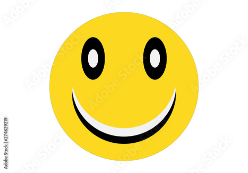 Emoticono amarillo con una sonrisa de felicidad.
