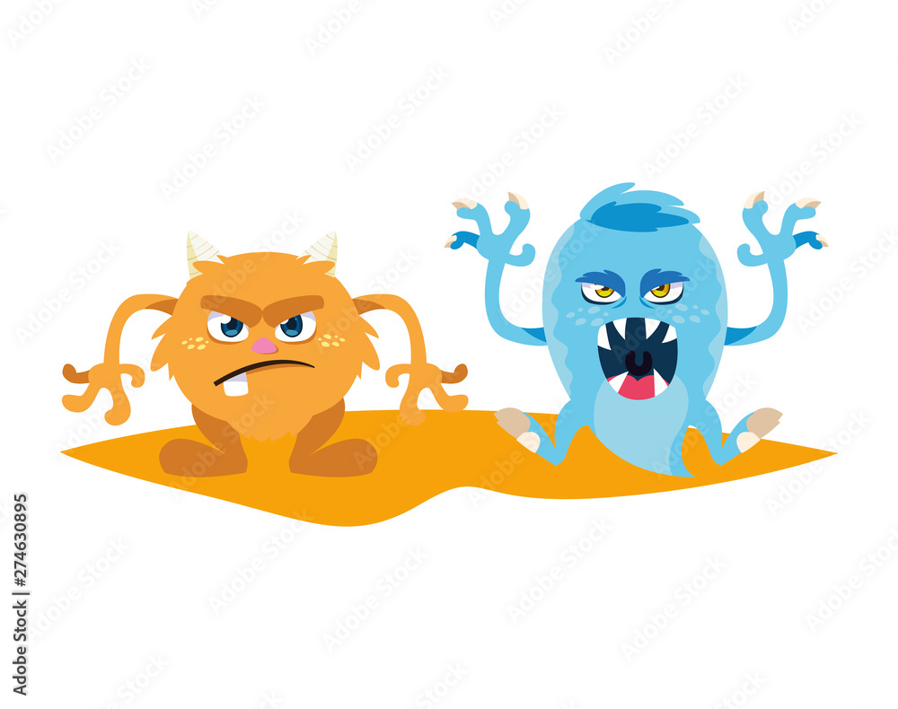 funny monsters couple comic characters colorful funny monsters couple comic characters colorful