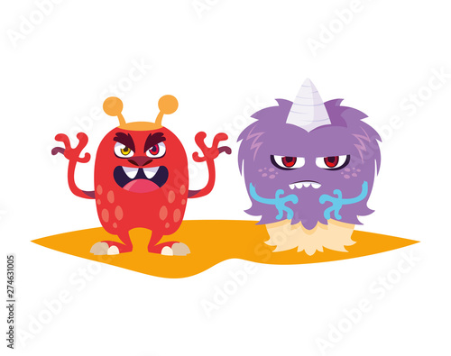 funny monsters comic characters colorful