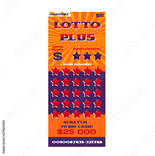 Lottery ticket vector lucky bingo card win chance lotto game jackpot ticketing set illustration lottery gaming tickets isolated on white background