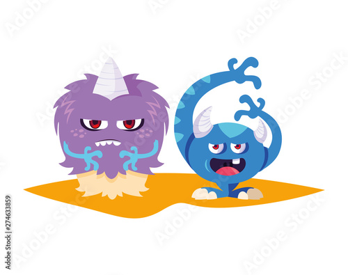 funny monsters comic characters colorful