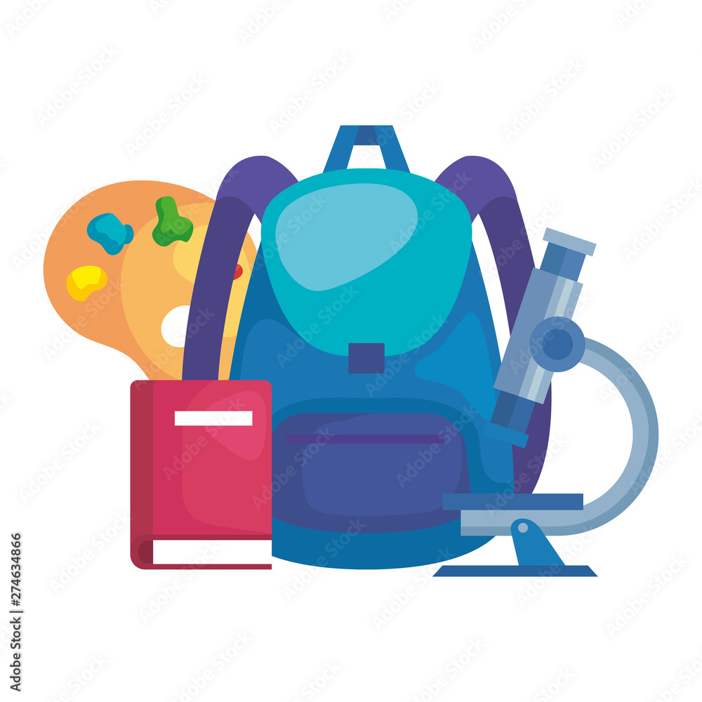 school bag with pallette and microscope school bag with pallette and microscope