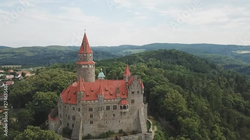 BOUZOV, CZECH REPUBLIC- Bouzov castle (aerial photography) photo