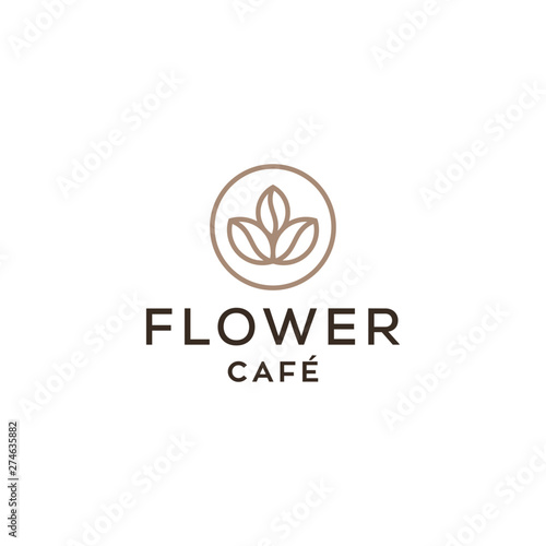 flower coffee shop concept vector icon logo design