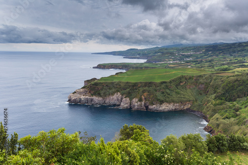 Landscape of the north coast of São Miguel island in azores from Santa Iría viewpoint