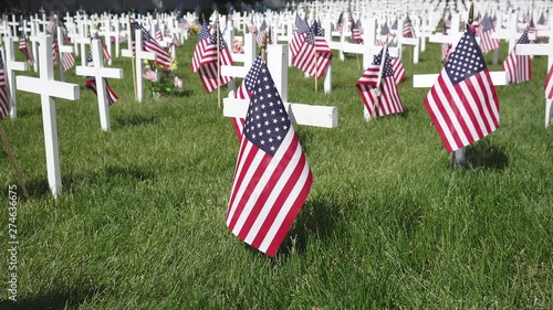 Field of American Flags and Crosses