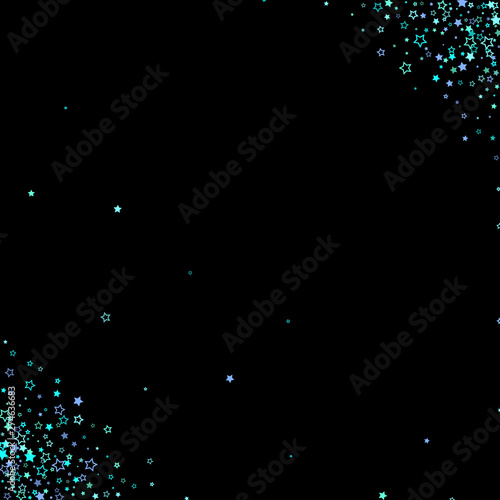 Blue, cyan, turquoise glitter stars, confetti.