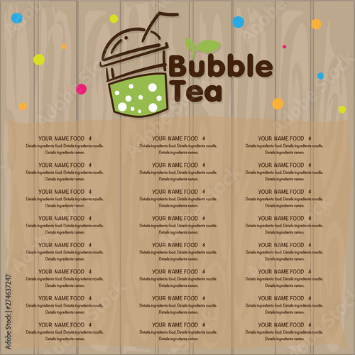 bubble tea menu graphic template