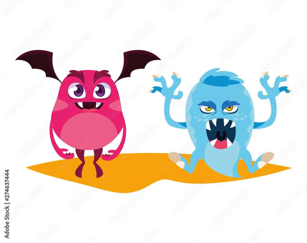 funny monsters couple comic characters colorful funny monsters couple comic characters colorful
