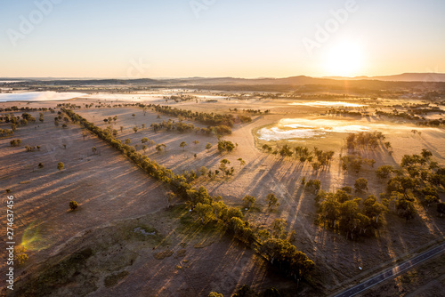Farmland Outback Hot Air Ballooning Aerial View