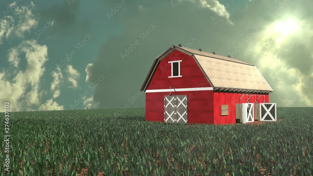 Farm CGI in grassy area Farm CGI in grassy area