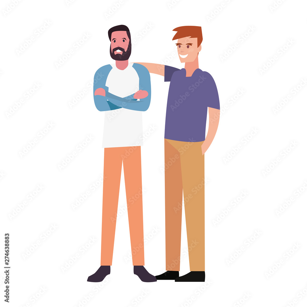 two men avatars on white background