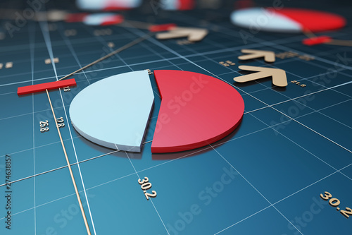 Financial economic improvement, stock market rise, success arrow and economic statistics chart photo