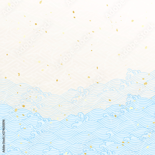 水色の波柄　和風の模様